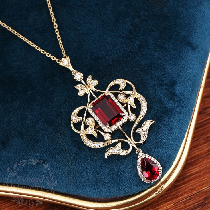 Solid 14K Gold Lab Created Emerald Pendant